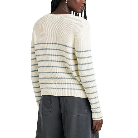 Splendid Women Ivory Striped Viscose/Wool Blend Spencer Crewneck Sweater Size XL - Picture 3 of 4
